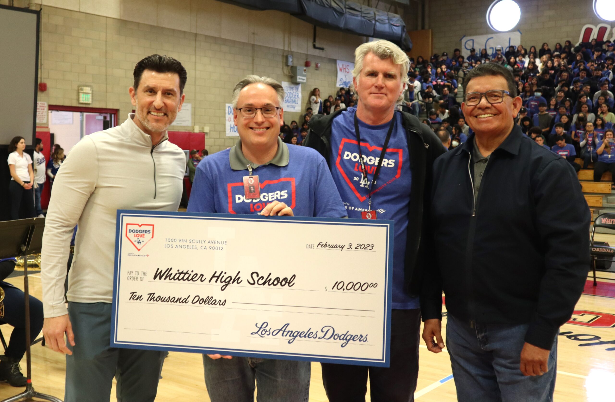 Whittier Union Students Receive Special Visit from Los Angeles Dodgers  During Pep Rally